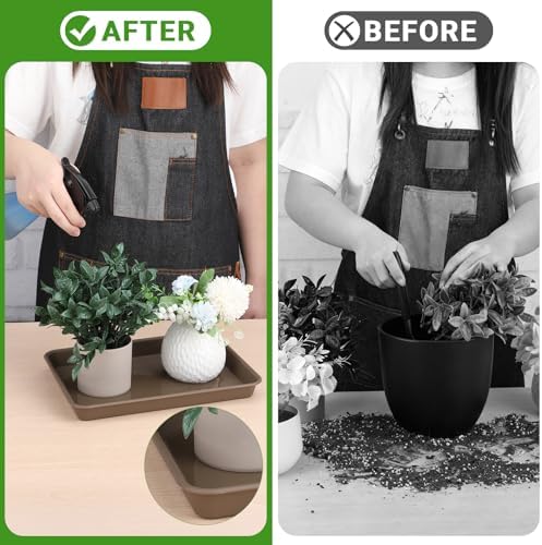 Brown Plant Saucers for Indoors, 11 Inch Heavy Duty Seedling Starter Trays No Holes, Pebble Tray for Plant Humidity(Set of 3) - Image 5