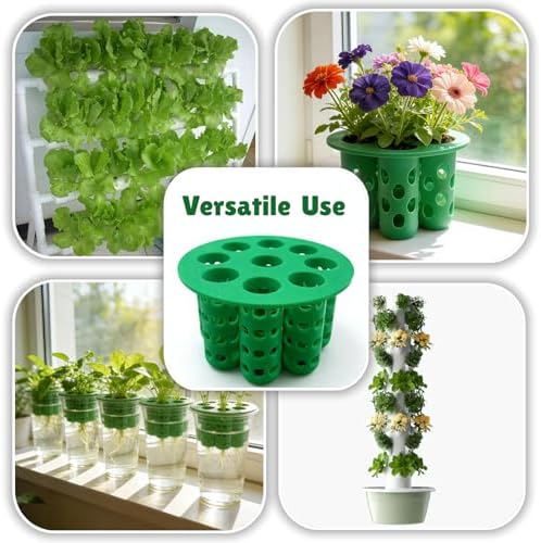 3D Printed Hydroponic Planter Vase, 9-Hole Seedling Starter Tray Indoor Gardening Net Cups Pots for Plants Flowers Vegetables, Office Home Balcony Decor (1, Green) - Image 5