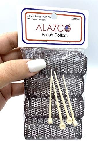ALAZCO 8 pc Vintage Style Hair Rollers XLarge BRUSH ROLLERS & 8 PINS (8 XL Rollers) - Image 3
