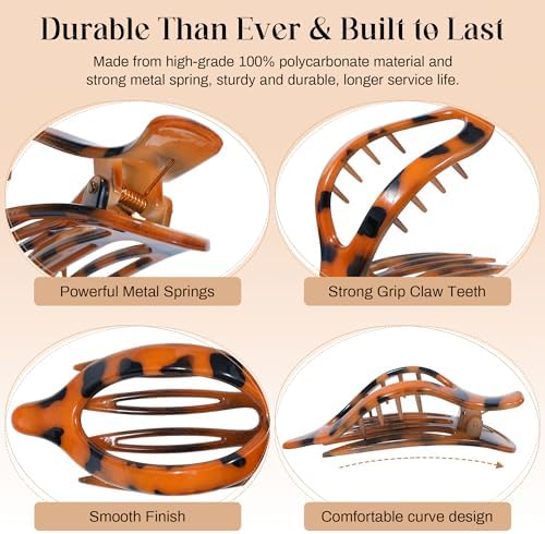 AWAYTR 6Pcs French Flat Hair Clips, Lay Flat Claw Clip for Women - Image 5