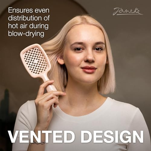 Janeke Superbrush Detangling Brush for Soft Smoothing Hair Brushing with Anti-Static Bristles - Vented Wet Hair Brush for Blow Drying Use - Perfect for Curly, Thick, Wavy, Fine Hair Types (Soft Pink) - Image 2