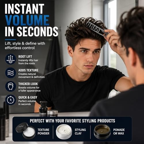 Texture Comb for Men, 2 Pack Texturizing Comb for Hair Volume, Hair Texture Comb, Root Lifting Styling Comb, Wide Tooth Barber Comb for Thick, Curly & Wavy Hair - Image 7