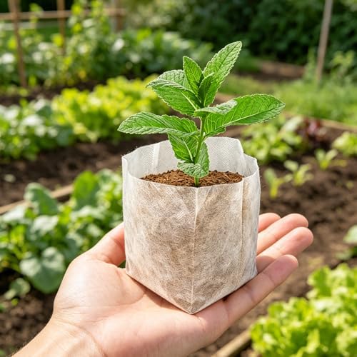 DGZZI 100PCS 12x12cm Biodegradable Non Woven Seedling Bags Planting Containers Suitable for Vegetables Flowers Fruit Trees Seedlings - Image 3