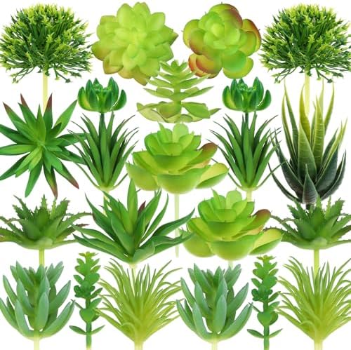QUOZUO 22pcs Artificial Succulents Realistic Mini Succulent Plants, Green Succulents Small Plants for DIY Crafting Garden Home Arrangement Office Decorations (Unpotted) by QUOZUO