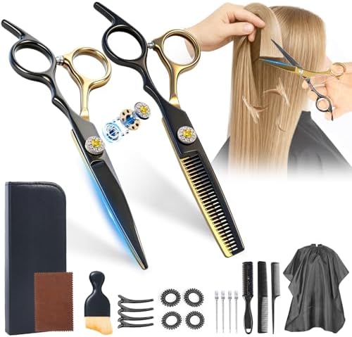 21Pcs 440C Hair Cutting Scissors Kit, Hair Scissors & Thinning Scissors Set by Unknown