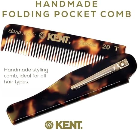 Kent 20T TY Handmade Folding Pocket Comb for Men, Fine Tooth Hair Comb Straightener for Everyday Grooming Styling Hair, Beard or Mustache, Use Dry or with Balms, Saw Cut Hand Polished, Made in England - Image 3