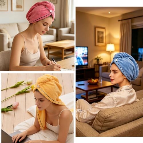 3Pcs Microfiber Hair Towel Wrap Quick Dry Soft Hair Turban for Women - Image 2