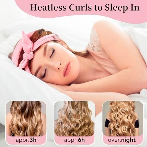 Heatless Curling Rod Headband, Upgraded 60" Extra Long Heatless Curls Headband Soft Hair Curlers to Sleep In Hair Rollers No Heat Curls (Deep Pink) - Image 3