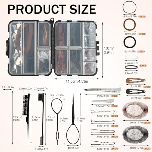 163psc Hair Accessories Kit, Bobby Pins Pins Hair Net Hairs Clips and Hairs Ties, for Women Girls Dance Ballet Cheerleading Travel with Storage Box - Image 4