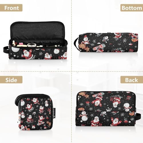 Hair Tools Travel Bag with Heat Resistant Mat 2-in-1 Hot Tools Travel Bag Organizer Flat Curling Iron Travel Case for Straightener Black Santa Claus Snowmen Deer - Image 5
