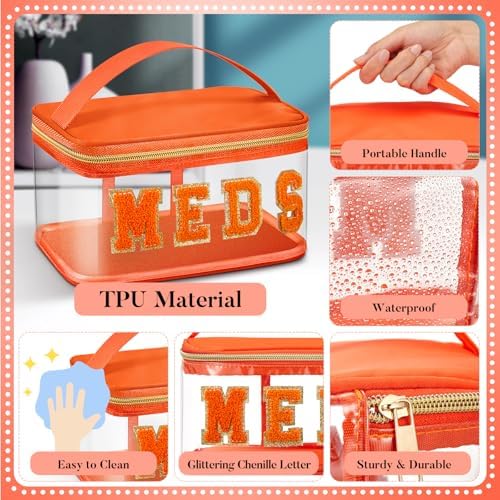 Geetery Meds Travel Bag Orange, Meds Chenille Letter Clear - Image 4