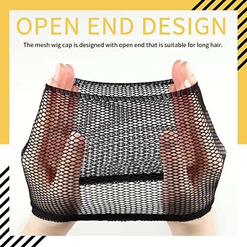 Fandamei Wig Caps, 4PCS Wig Caps Mesh Net Open End, Black Wig Cap for women, Nylon Mesh Wig Cap Net Strength Black - Image 2