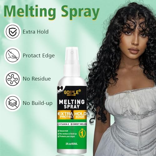 Lace Melting and Holding Mousse Glue-Less Hair Adhesive for Wigs, Wig Glue Lace Melting Spray Lace Melt Mousse for Closure Wigs Extensions, Wig Melting Mousse Supreme Hold for Wig Hair Wig Remover Kit - Image 2