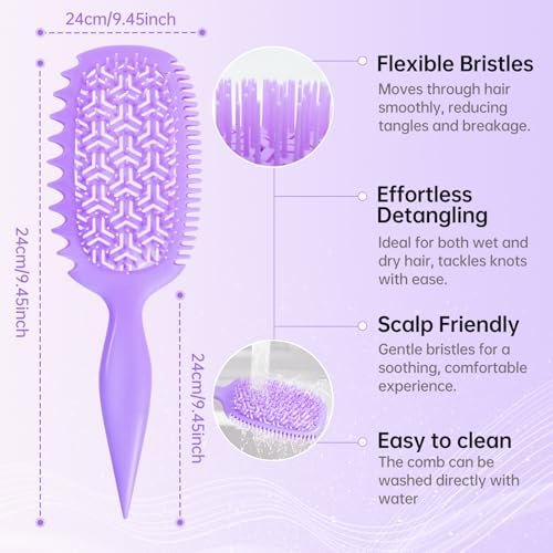 Curly Hair Lovers Gifts Detangler Wet & Dry Hair Brush for Women - Curl Defining Curly/Wavy Brush, Shower & Travel Friendly - Image 3