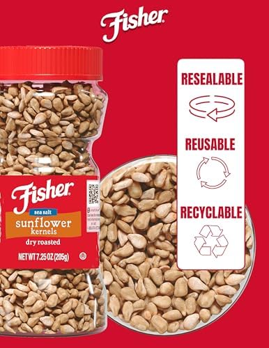 Fisher Dry Roasted Sunflower Seeds Kernels with Sea Salt, 7.25 oz (Pack of 2), Sunflower Seeds to Eat, Gluten-Free, No Sugar Added, Crunchy Snacks for Adults, Perfect for Salads, Yogurt, & On-the-Go Snacking - Image 4