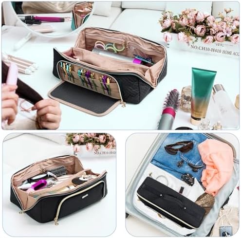 Large Hair Tools Travel Bag with Iron Mat - 2in1 Hair Tools Organizer for Hair Dryer Brush, Flat Irons, Straighteners, Curling Irons, Hair Bag, Makeup Bag, Cosmetic Bag for Travel Essentials - Image 6