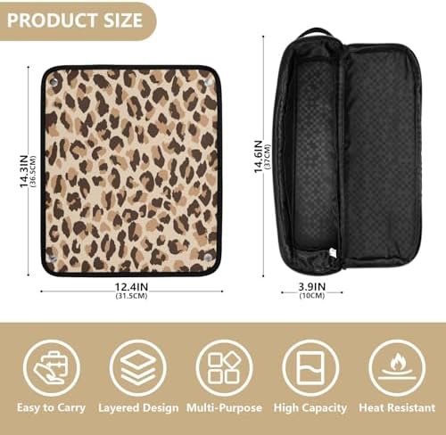 Hair Tools Travel Bag with Heat Resistant Mat 2-in-1 Hot Tools Travel Bag Organizer Flat Curling Iron Travel Case for Straightener Leopard Print Brown - Image 4