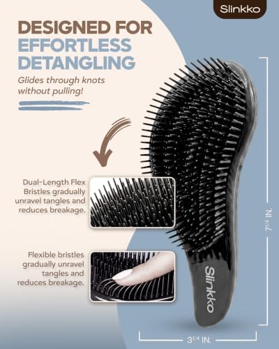 Detangler Brush, Curly Hair Brush for Women, Men & Kids - Wet & Dry Detangling Hair Brush for Curly, Thick, Fine & Wavy Hair - Anti-Breakage Wave Brush, Pain-Free Hairbrush, Onix Matte - Image 3