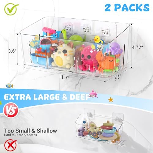 Bath Toy Storage 4 Packs, Large Bath Toy Holder - 3 Compartments, Quick-Dry - Image 3