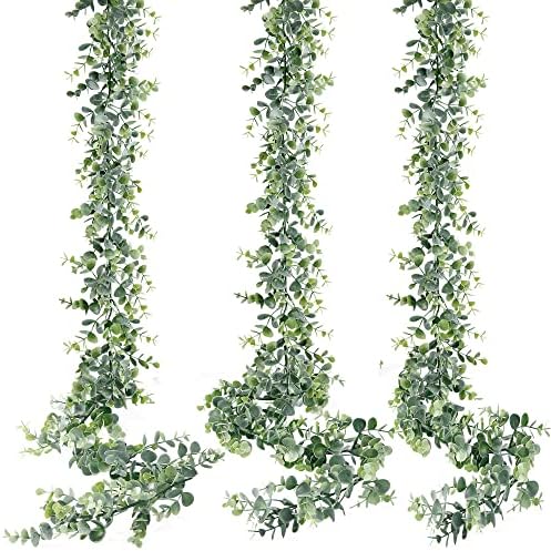 Sggvecsy Artificial Eucalyptus Garland 3 Pack Fake Eucalyptus Greenery Garland Faux Hanging Plants Artificial Vines, 5.6 Feet/Strand for Wedding Backdrop Arch Wall Table Party Outdoor Festival Decor by Sggvecsy