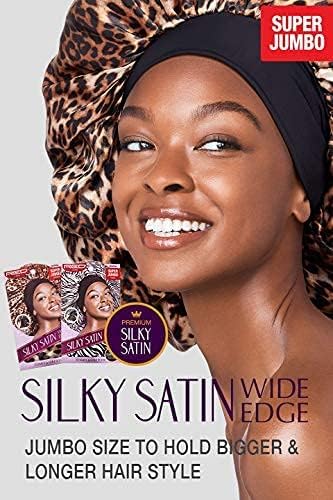 Red by Kiss Reversible Silky Satin Hair Cap Hair Bonnet with Wide Edge Double Wear Cap, Super Jumbo (Zebra) - Image 6