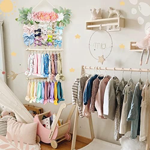 POVETIRE Headband Holder Hair Bows Organizer for Girls, Hair Accessories Display Storage Wall Hanging Decor for Baby Nursery Toddler Girls Room - Image 2