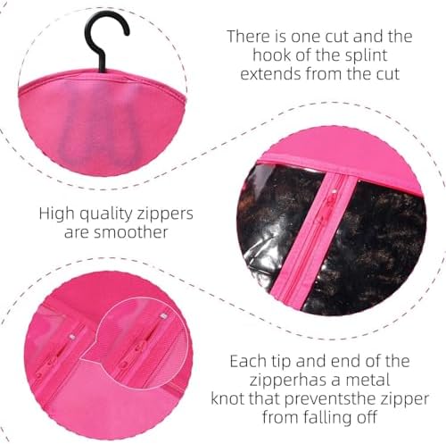 12 PCS Dustproof Wig Storage Bags with Hanger - Perfect for Wig & Hair Extension Hanger, Stylish Wig Bags Storage with Hanger to Keep Your Wigs Safe & Organized 60x30cm(Hot Pink) - Image 4