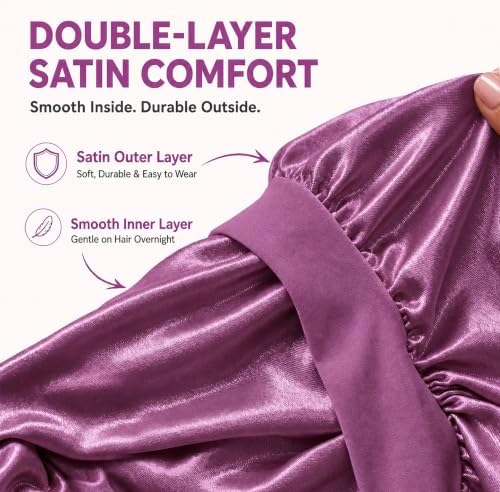 Silk Satin Hair Bonnet for Sleeping Women with Adjustable Tie - Image 2