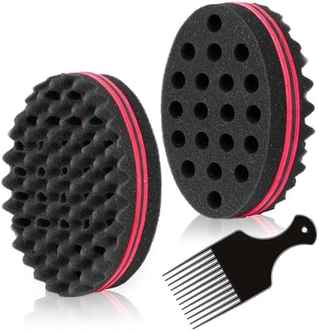BIGEDDIE Magic Sponge Brush for Afro Curls, Twist Sponge with 6.29 Inch Free Pick Comb (2 PACK) by BEBIGEDDIE