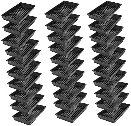 SUNPACK 10" x 20" Extra Strength Plastic Seed Starting Tray, Black, 2.5" (Pack of 30) - No Drainage Holes, Ideal for Greenhouses or Indoor Gardening - Made of BPA-Free Plastic by SUNPACK