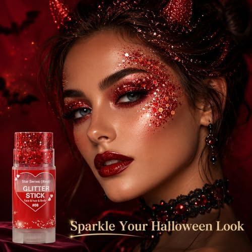 Go Ho Red Glitter Stick,Hair Face Body Shimmer for Women Kids - Image 4
