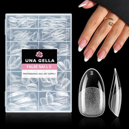 UNA GELLA Medium Oval Nail Tips 216pcs in 12 Sizes, Round Soft Gel Tips by UNAGELLA