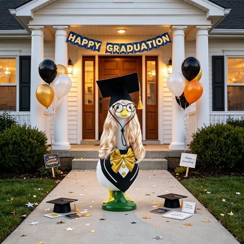 Graduation Porch Goose Accessories with Blonde Wig and Cap, 4-Piece - Image 4