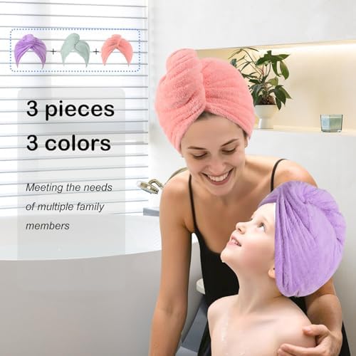 Microfiber Hair Drying Towel Wrap,Hair Turbans Towel for Wet Hair - Image 4
