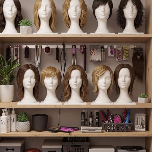 AceOrbit 4 Pcs Foam Mannequin Wig Head Stands, White, Plastic - Image 5