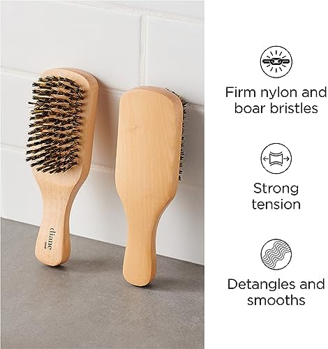 Diane Reinforced Boar Bristle Club Wave Brush for Men and Barbers – Hard Bristles for Thick to Coarse Hair – Use for Detangling, Smoothing, Wave Styles, Restore Shine and Texture - Image 2