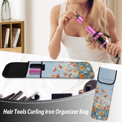 Colorful Floral Curling Iron Covers for Travel Lightweight Flat Iron Travel Case Hair Straightener Curler Storage Bag Travel Hair Accessories Organizer - Image 5