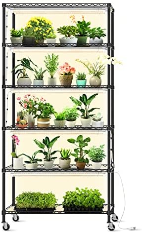 DIY Plant Shelf with Grow Light, Adjustable, 29.5x13.8x70.9in by Bstrip