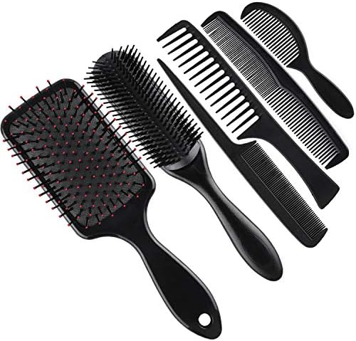 SIQUK 6 Pieces Hair Brush Comb Set Paddle Brush Detangle Hair Brush and Black Combs for Men and Women Wet, Dry, Curly and Straight Hair by SIQUK