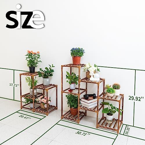 Plant Stand Indoor Outdoor, 10 Tiered Plant Shelf Wood Plant Rack - Image 5