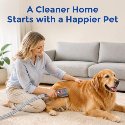 Dog Hair Grooming Brush Vacuum Attachment for 1" to 1-3/4" Various Size Vacuum Cleaners, Pet Shedding Tool with Extension Hose, Adapter and Storage Bag - Image 2