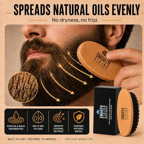 Smooth Viking Beard and Facial Hair Grooming Set - Natural Boar Bristle Brush, Mustache Brush, Styling and Shaping Tool for Men - Image 5