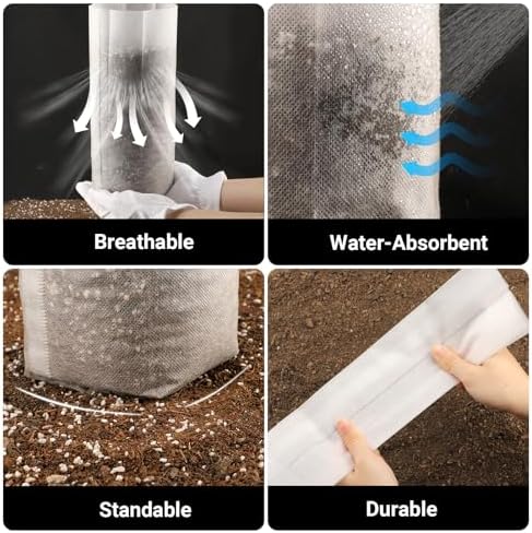 Fabric Grow Bags - 7.87x13.77 inches Breathable Seed Starter Plant Grow Bags for Seedling Pots, Nursery Pots for Plants, 50pcs - Image 2