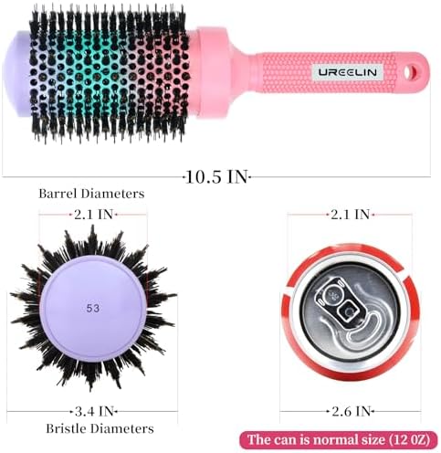 UREELIN Round Brush for Blow Out - 2.1 Inch Large Nano Thermal Ceramic & Ionic with Boar Bristles - Salon Blow Drying Hair Brush for Drying,Volumizing, Curling, Shine & Smooth Styling - Image 4