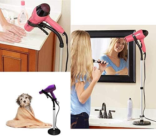 Hair Dryer Stand, 360 Degree Rotating Lazy Hair Dryer Stand Hand Free With Heavy Base, Hands-Free Blow Dryer Holder Countertop, Adjustable Height Countertop Stand - Image 4
