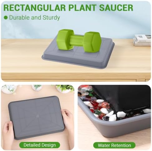 Grey Plastic Trays 11 Inch, UV Resistant Plant Pot Saucers for Indoor & Outdoor Use, Drip Trays for Potted Plants(Pack of 3) - Image 4