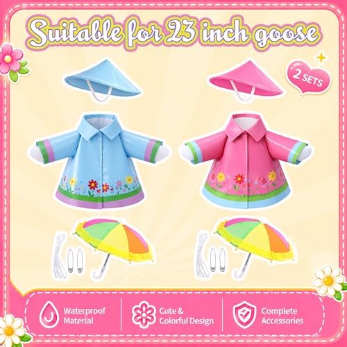 DECOHS 2 Set Raincoat Porch Goose Outfits, Summer Lawn Goose Statue Cloth - Image 2