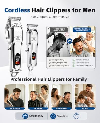 KIKIDO Cordless Hair Clippers for Men Professional Home Hair Cutting Kit - Image 2