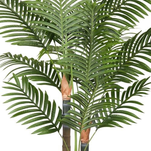 6ft Artificial Palm Tree Indoor Plant，Triple Faux Tropical Areca Floor Plant in Pot，Artificial Plants with Lifelike Leaves for Home Office Decor - Image 7