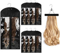 6PCS Hair Extensions Holder & Wig Storage Bags with Hanger Organizer for Multiple Wigs Dust-Proof, Breathable, Transparent PVC Window, Foldable Travel Solution by Unknown